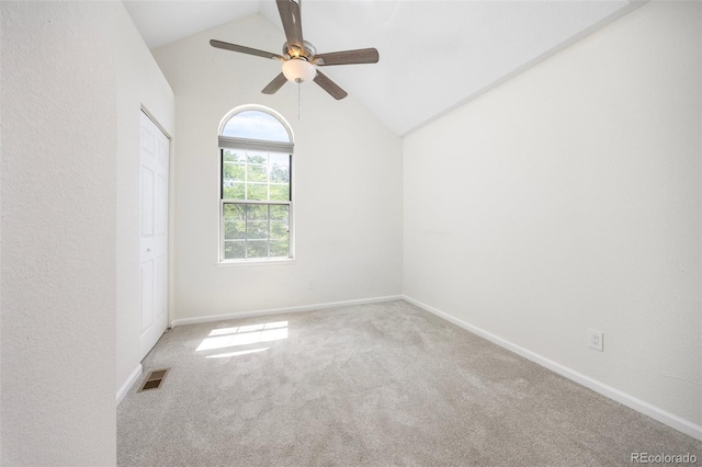 13275 W 63rd Pl, Arvada, CO 80004 - carpeted spare room with ceiling fan and vaulted ceiling