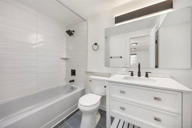 13275 W 63rd Pl, Arvada, CO 80004 - bathroom with bathtub / shower combination, vanity, and tile patterned flooring