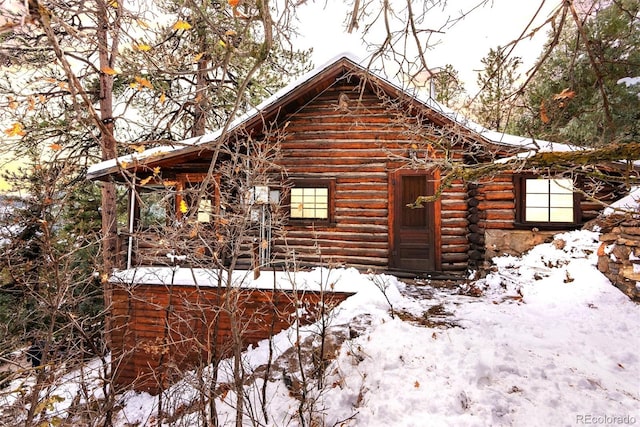 view of snow covered exterior