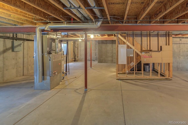 below grade area with heating unit