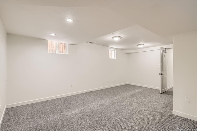 basement with carpet