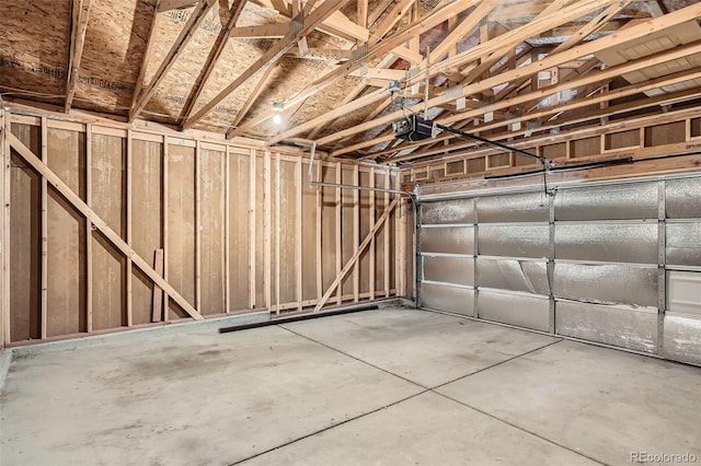 garage with a garage door opener