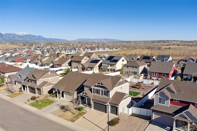 bird's eye view with a mountain view and a residential view