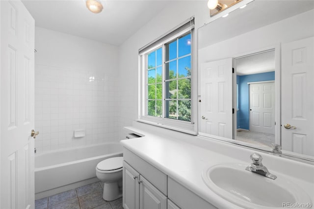 6846 Edgewood Way, Highlands Ranch, CO 80130 - bathroom with vanity, tile patterned flooring, and shower / washtub combination