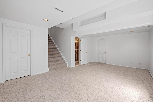6846 Edgewood Way, Highlands Ranch, CO 80130 - carpeted spare room featuring stairway and recessed lighting