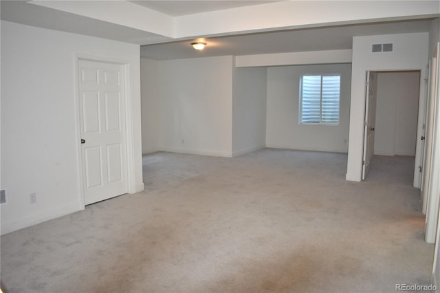 basement with light carpet