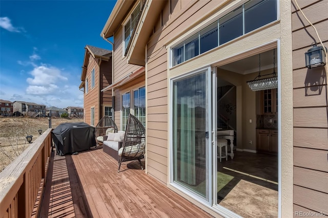 deck featuring grilling area