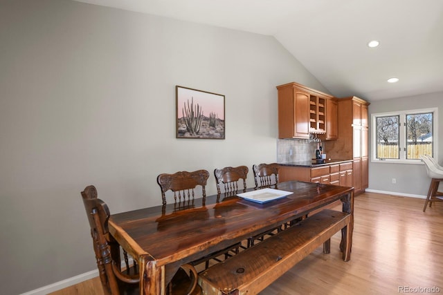 3785 E 134th Ct, Thornton, CO 80241 - dining room featuring lofted ceiling, light wood-style flooring, and recessed lighting