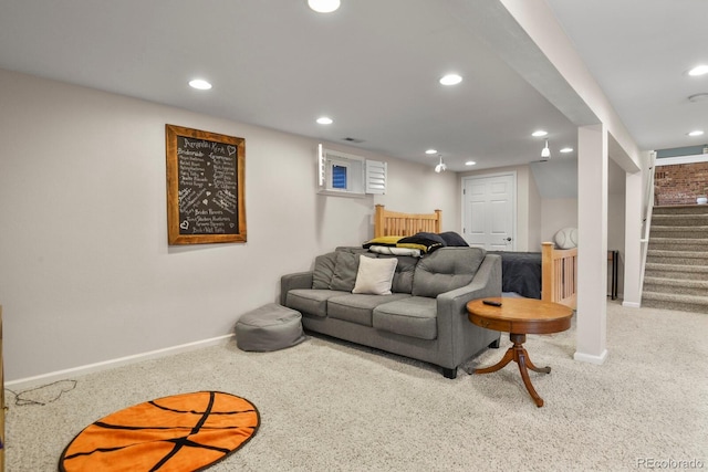 3785 E 134th Ct, Thornton, CO 80241 - carpeted living area featuring recessed lighting and stairs