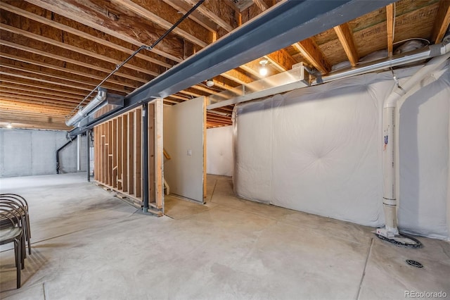 view of unfinished basement