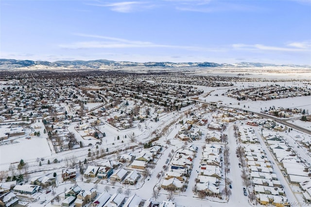 aerial view with a residential view and a mountain view