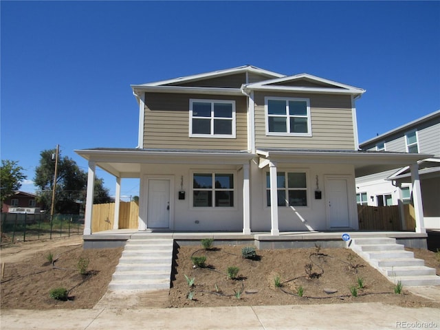 view of front of property featuring covered porch