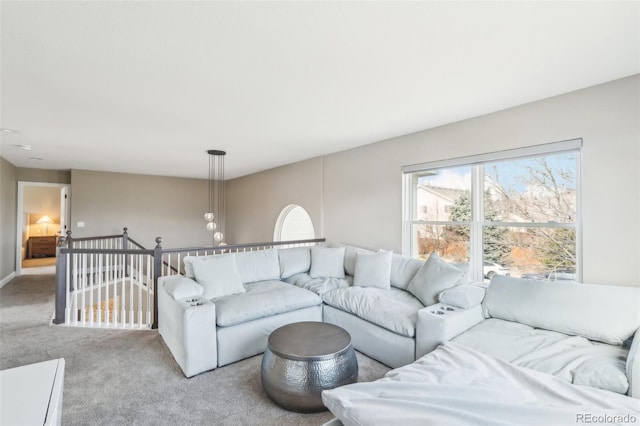 view of carpeted living area