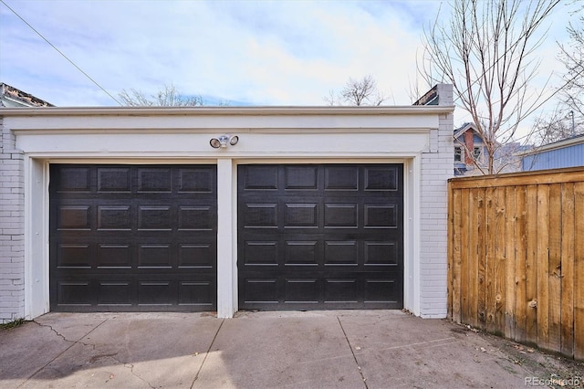 view of garage