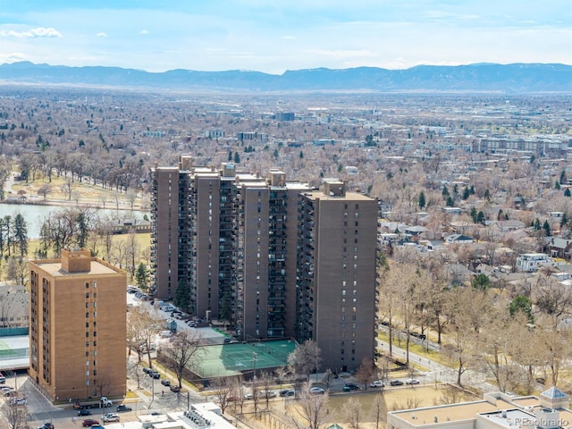 bird's eye view with a mountain view and a city view