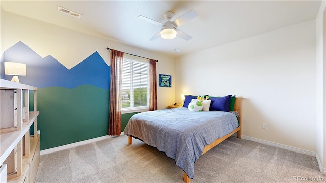 5932 Eldora St, Golden, CO 80403 - bedroom with light carpet, baseboards, and a ceiling fan