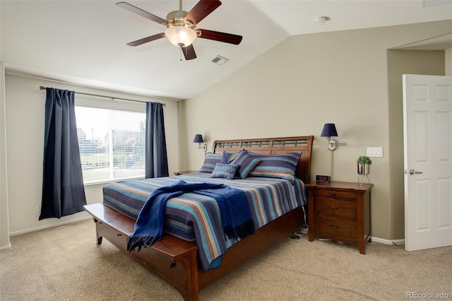 15122 Fillmore Way, Thornton, CO 80602 - bedroom featuring lofted ceiling, light colored carpet, and a ceiling fan