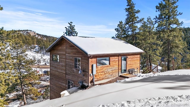 view of snow covered exterior