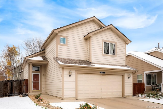 view of front property with a garage