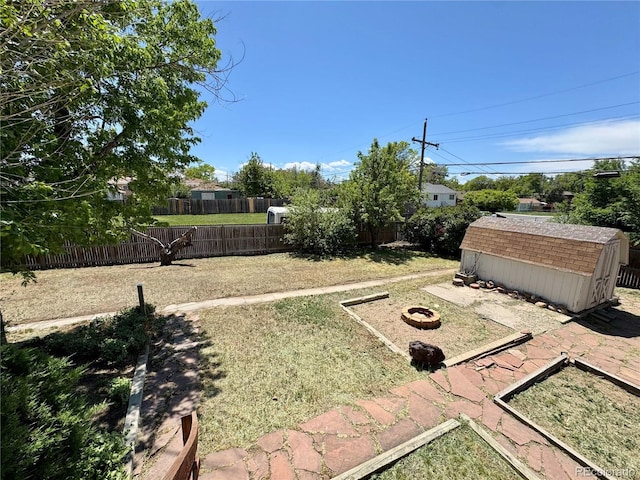 1901 Clinton St, Aurora, CO 80010 - fenced backyard featuring an outdoor fire pit