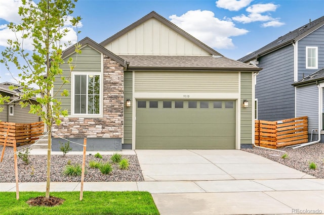 craftsman inspired home featuring a garage