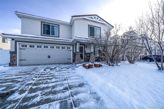 view of front of house with a garage