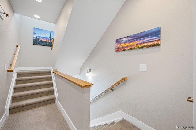 1530 Terry St, Longmont, CO 80501 - stairway featuring recessed lighting and carpet floors
