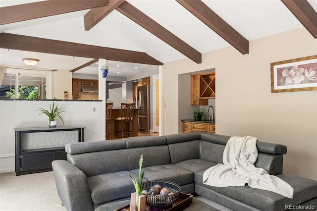 4810 W 102nd Pl, Westminster, CO 80031 - living room featuring light carpet, bar area, and recessed lighting