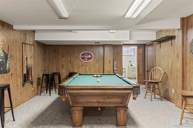 4810 W 102nd Pl, Westminster, CO 80031 - recreation room featuring wood walls, carpet, and billiards table