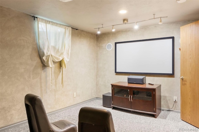 4810 W 102nd Pl, Westminster, CO 80031 - home theater room featuring carpet flooring and rail lighting