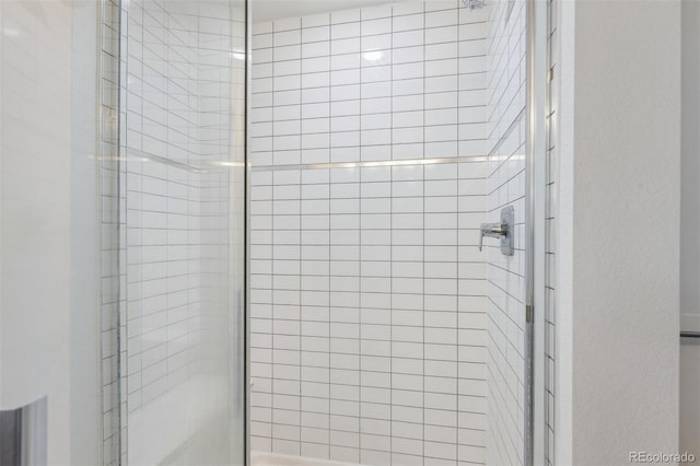 bathroom with a shower stall