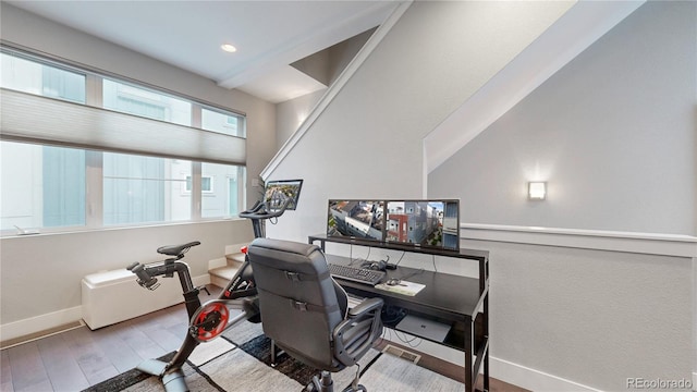 office area featuring hardwood / wood-style flooring