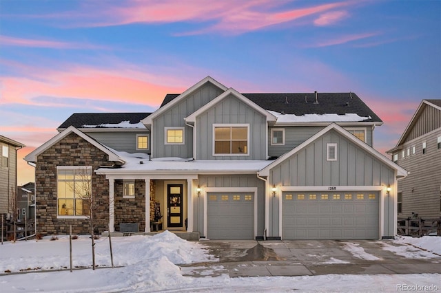 view of front of property with a garage