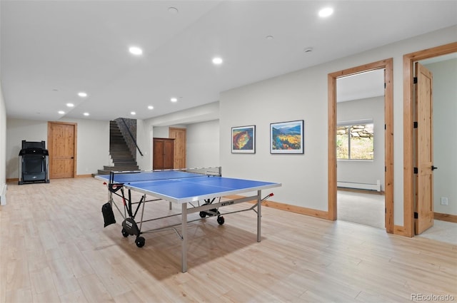 25350 Ridge Way, Golden, CO 80401 - playroom featuring baseboard heating, light wood-type flooring, and recessed lighting
