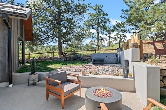 25350 Ridge Way, Golden, CO 80401 - view of patio with an outdoor fire pit