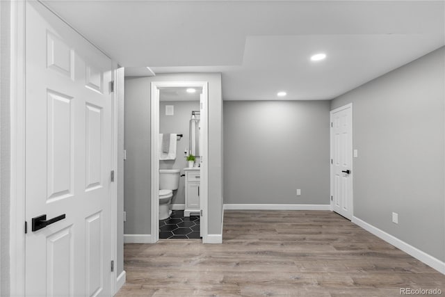 interior space with light hardwood / wood-style flooring