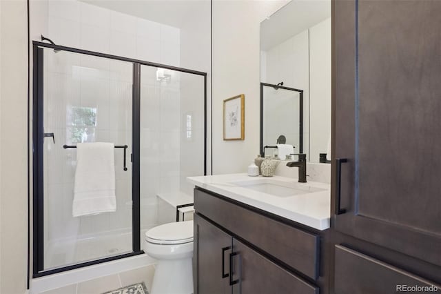 2515 Clayton Cir, Superior, CO 80027 - full bath featuring vanity, a stall shower, and tile patterned floors