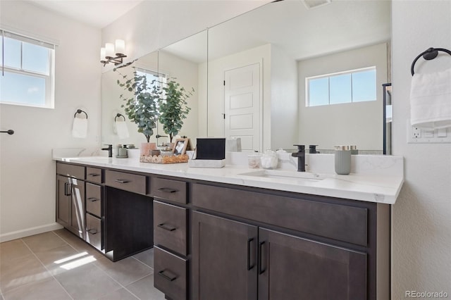 2515 Clayton Cir, Superior, CO 80027 - full bath with double vanity, plenty of natural light, and tile patterned floors