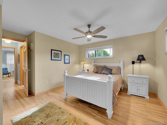 595 W Lake Ave, Littleton, CO 80120 - bedroom featuring light wood-type flooring, baseboards, and a ceiling fan
