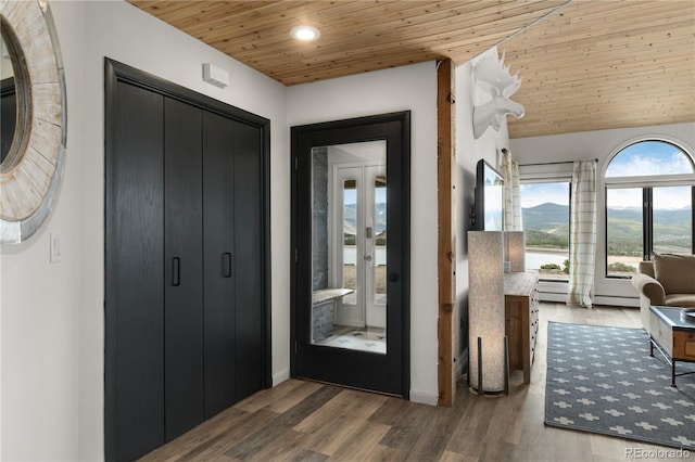 369 County Road 4051, Granby, CO 80446 - entrance foyer featuring wooden ceiling, wood finished floors, recessed lighting, baseboard heating, and baseboards