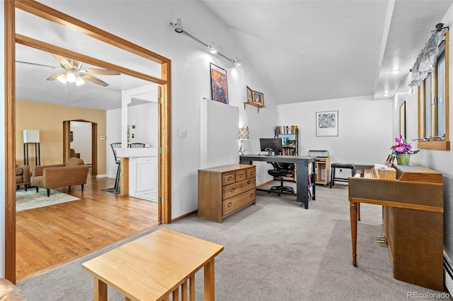 1732 Lansing St, Aurora, CO 80010 - home office with lofted ceiling and a ceiling fan