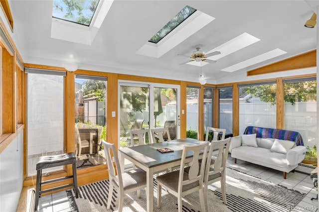 1732 Lansing St, Aurora, CO 80010 - sunroom / solarium with a skylight, tile patterned floors, and a baseboard radiator