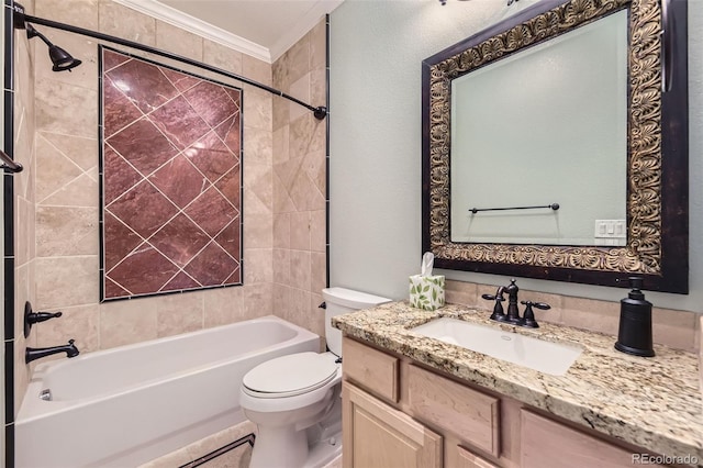 10127 Bluffmont Ln, Lone Tree, CO 80124 - full bath with vanity,  shower combination, and crown molding