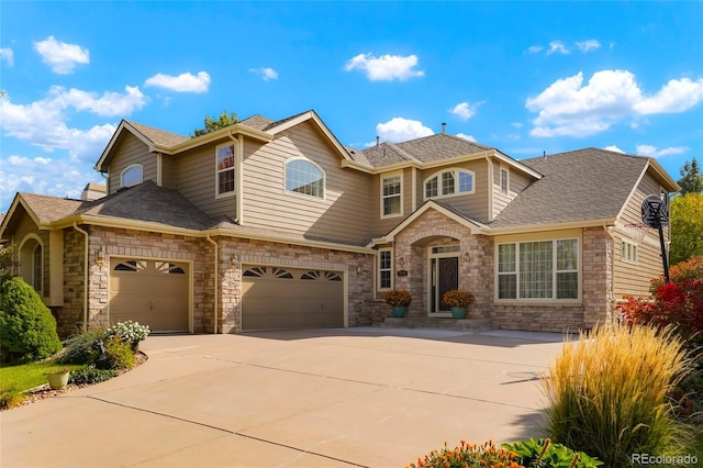 view of front of house with a garage