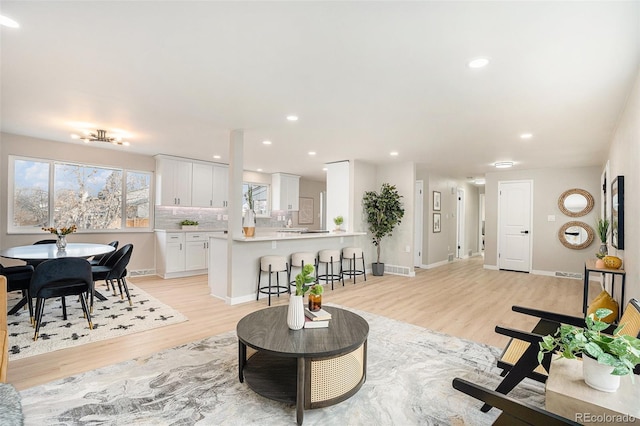 living room featuring light hardwood / wood-style floors