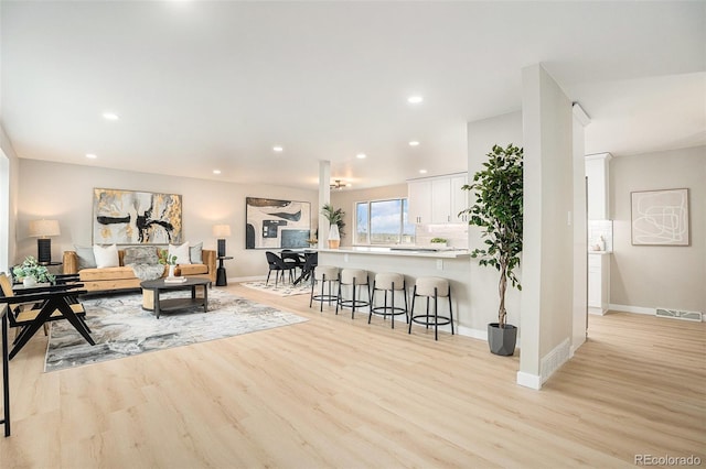 living room featuring light hardwood / wood-style flooring