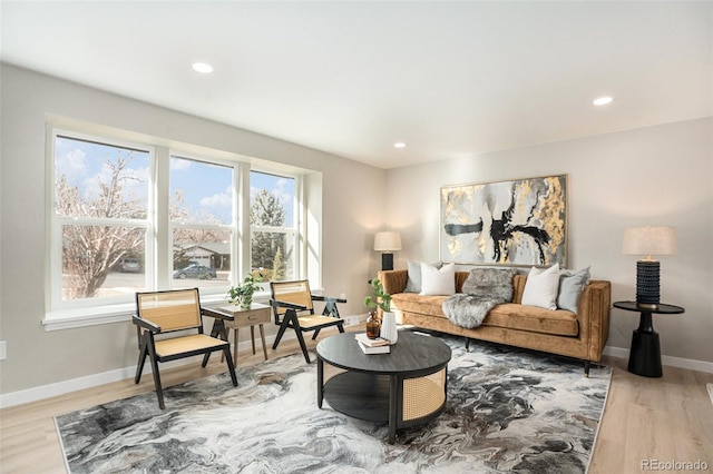 living room featuring plenty of natural light and wood-type flooring