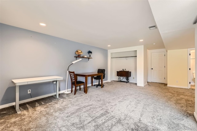 461 S Kalispell Way Unit D, Aurora, CO 80017 - miscellaneous room with carpet flooring, recessed lighting, and a desk