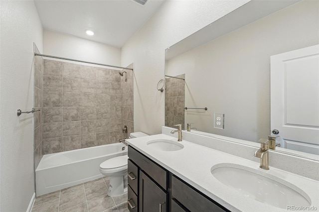 9374 Quartz St, Arvada, CO 80007 - bathroom with toilet, shower / tub combination, and double vanity