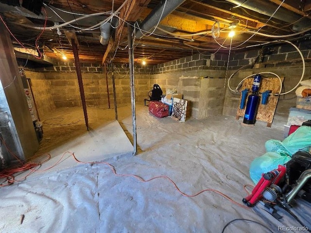 view of unfinished basement